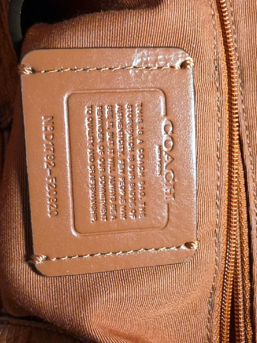 Coach Rust Leather Shoulder Bag with Snakeskin-Print Trim